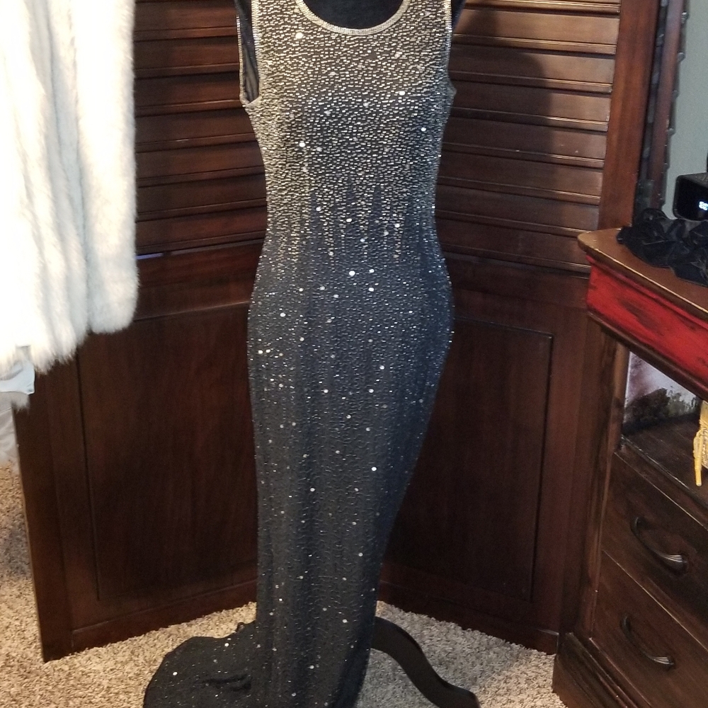 Sequined & Beaded Evening Gown